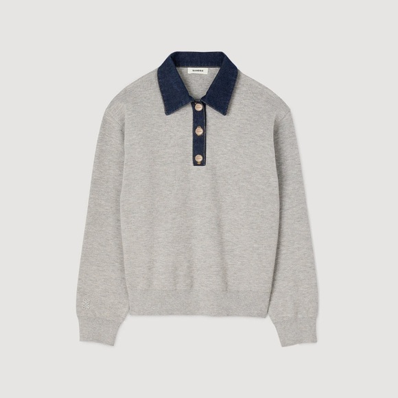 Sandro Sweaters - Sandro SWEATER WITH DENIM COLLAR sz 0